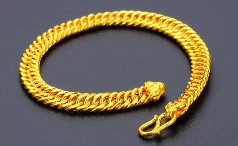 Buy 24k Pure Yellow Gold 455g Solid Heavy 7mm Beaded Fancy Link Online in  India  Etsy